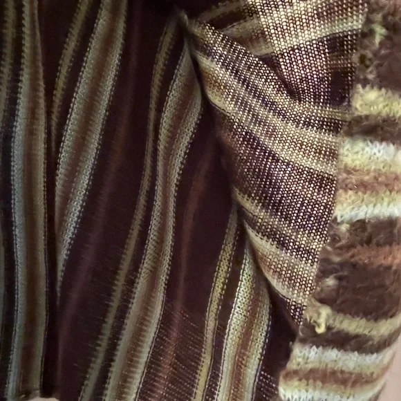 Handmade by Seller Poncho, Kimono One Size Fits Most Green, Brown Stripe - Picture 5 of 11